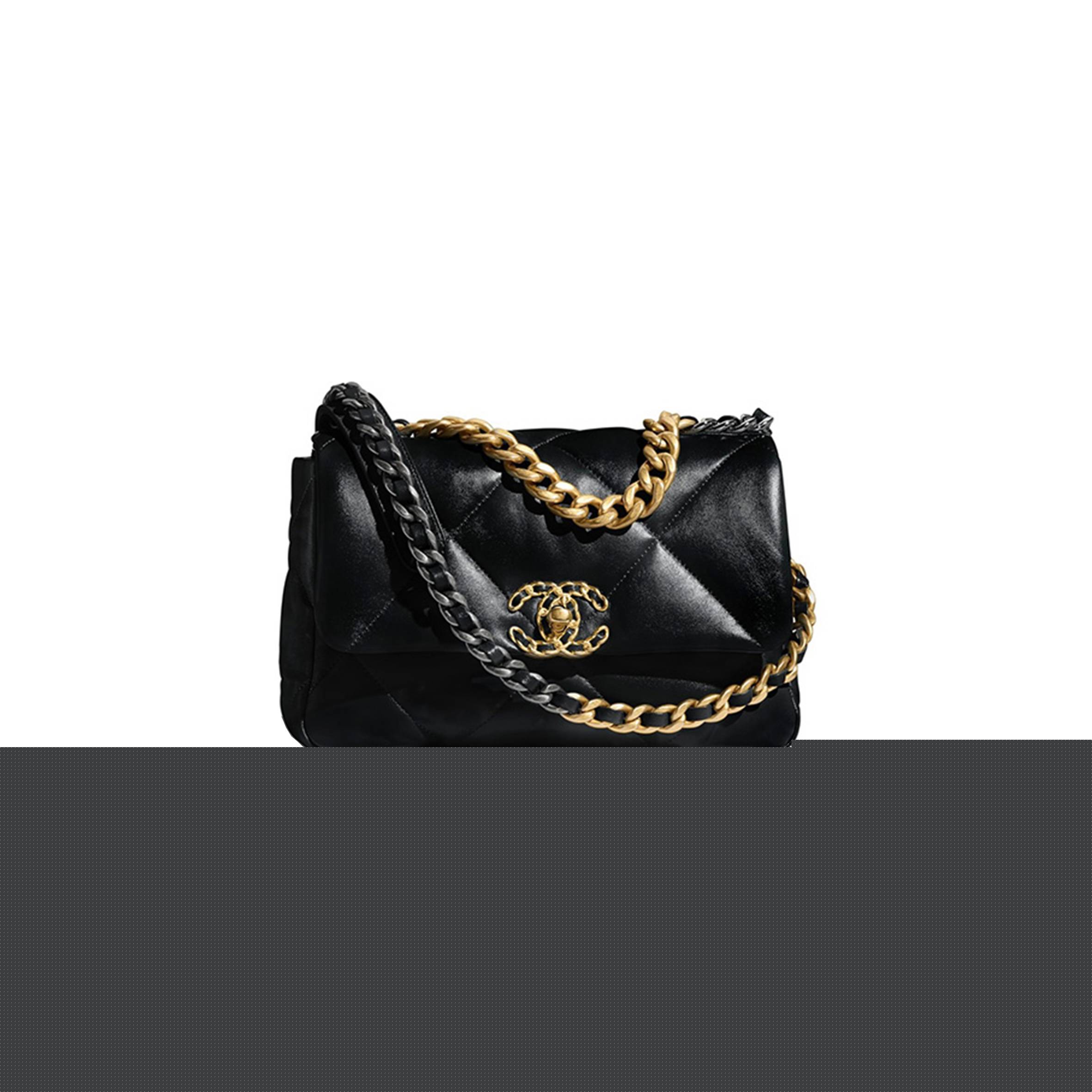 Ch*el master 19 handbag lambskingold-tone silver-tone & ruthenium-finish metal black as1160 (26*16*9cm)